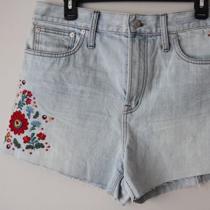 Madewell embroidered jean shorts